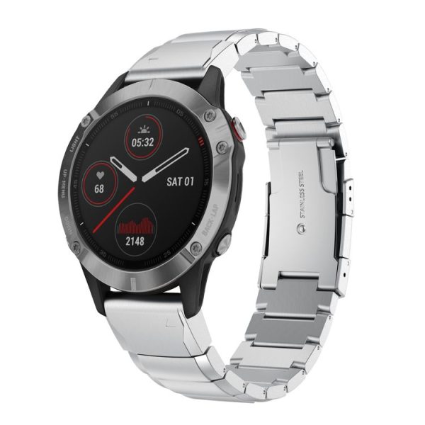 Garmin Fenix 5X Plus 26mm Tortoise Shell Stainless Steel Watch Band (Sliver)