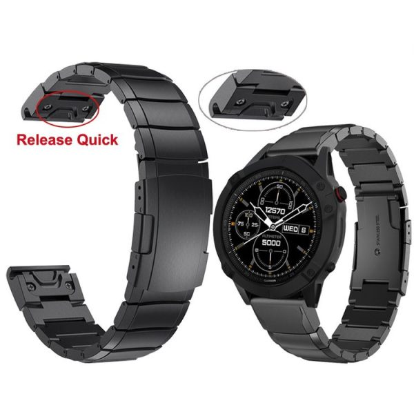 Garmin Fenix 5X Plus 26mm Tortoise Shell Stainless Steel Watch Band (Sliver) - Image 5