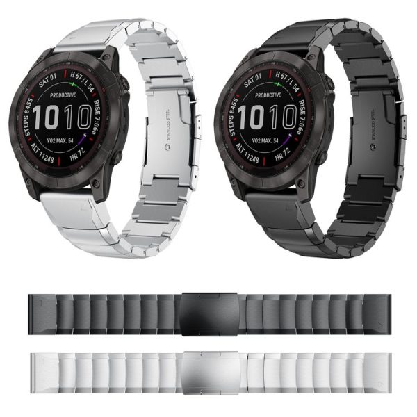 Garmin Fenix 7 22mm Tortoise Shell Stainless Steel Watch Band (Silver) - Image 3