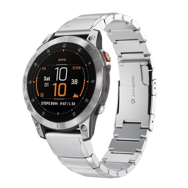 Garmin EPIX Gen 2 22mm Tortoise Shell Stainless Steel Watch Band (Silver)