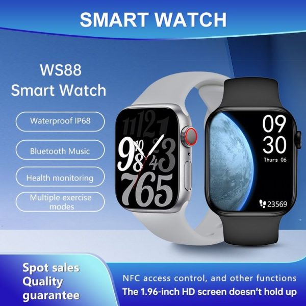 WS88 1.96 inch Color Screen Smart Watch, Support Heart Rate Monitoring / Blood Pressure Monitoring (Silver) - Image 3