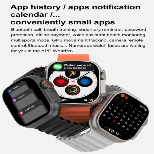 DT8 Ultra Max 2.1 inch Color Screen Smart Watch, Support Heart Rate Monitoring / Blood Pressure Monitoring (Orange) - Image 9