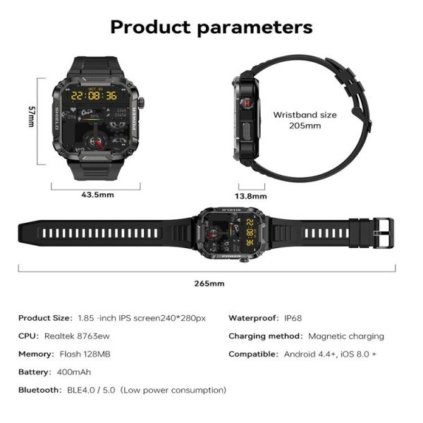 MK66 1.85 inch Color Screen Smart Watch, Support Heart Rate Monitoring / Blood Pressure Monitoring (Green) - Image 9