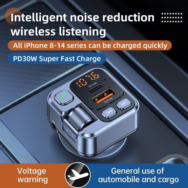 T16 MP3 Player Fast Charger Wireless Bluetooth 5.1 FM Transmitter Hands Free Car Kit - Image 3