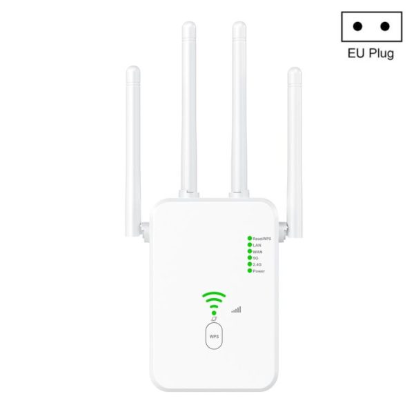 U10 1200Mbps Signal Booster WiFi Extender WiFi Antenna Dual Band 5G Wireless Signal Repeater (EU Plug)