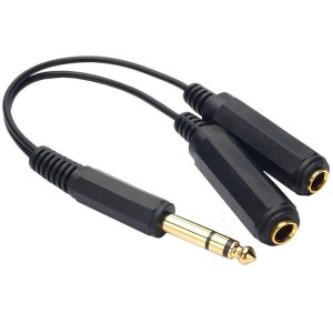 JUNSUNMAY 6.35mm 1 / 4 inch Male to Dual Female Stereo Audio Jack Adapter Cable, Length: 20cm