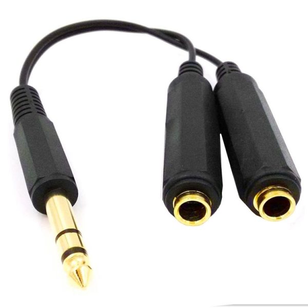 JUNSUNMAY 6.35mm 1 / 4 inch Male to Dual Female Stereo Audio Jack Adapter Cable, Length: 20cm - Image 2