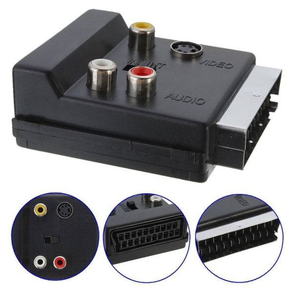 JUNSUNMAY 21 Pin Scart Male to Female S-Video 3 RCA Adapter Switchable in Out Audio Converter - Image 3