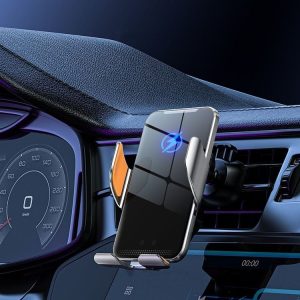 C9 Car Wireless Charger Phone Holder Infrared Auto-Clamping Metal Phone Mount Car Charger (Gray)