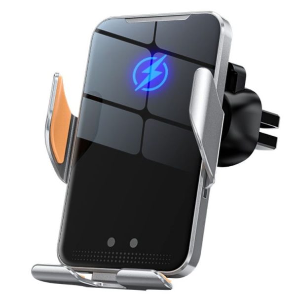 C9 Car Wireless Charger Phone Holder Infrared Auto-Clamping Metal Phone Mount Car Charger (Gray) - Image 2