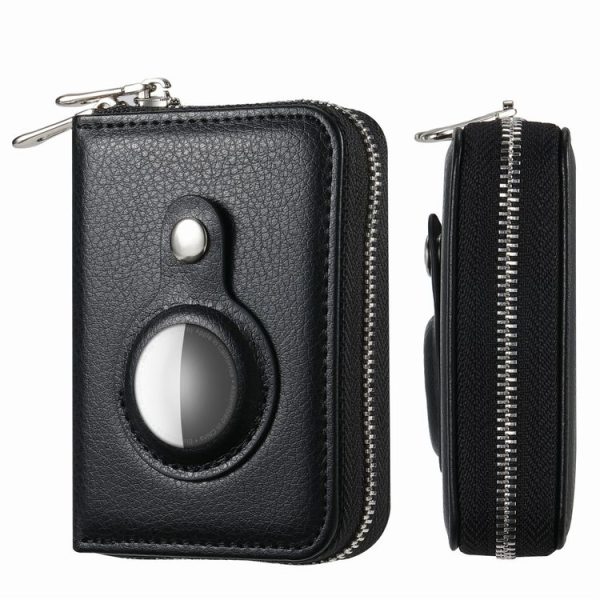 AirTag Zipper Wallet Protective Cover Case (Black)