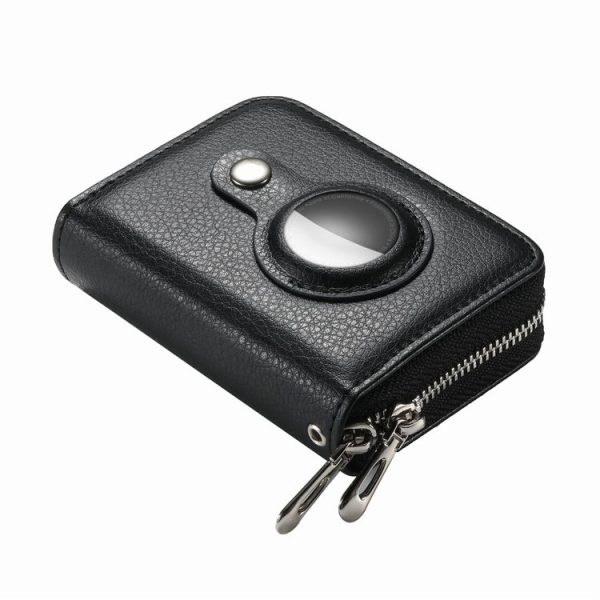 AirTag Zipper Wallet Protective Cover Case (Black) - Image 2