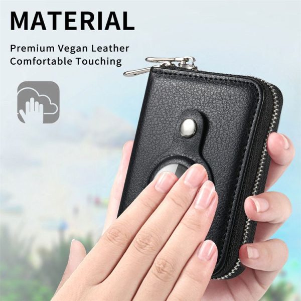AirTag Zipper Wallet Protective Cover Case (Black) - Image 5