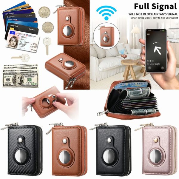 AirTag Zipper Wallet Protective Cover Case (Black) - Image 9