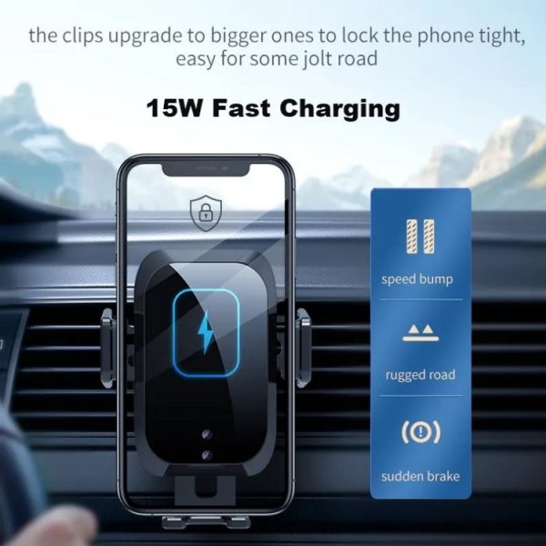 X11 Three Axle Linkage 15W Smart Touch Automatic Retractable Clip Fast Charging Wireless Car Chargers, Specification: Standard Configuration - Image 7
