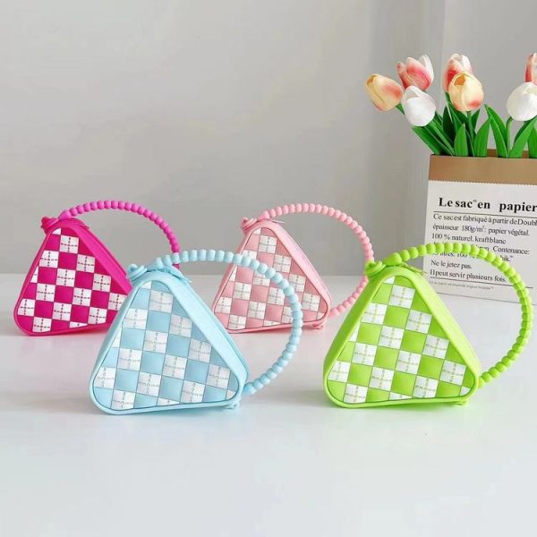Diamond Shaped Mini Portable Shoulder Bag Silicone Handbag (Blue) - Image 2