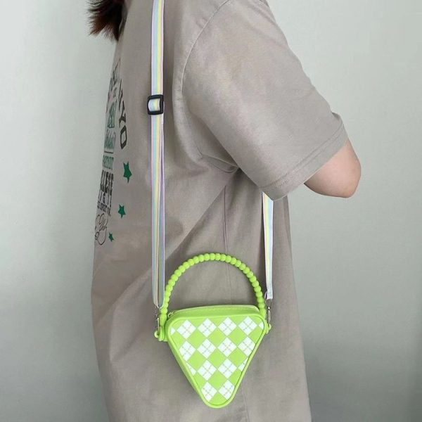 Diamond Shaped Mini Portable Shoulder Bag Silicone Handbag (Blue) - Image 4