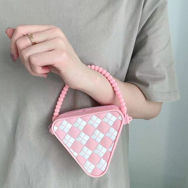 Diamond Shaped Mini Portable Shoulder Bag Silicone Handbag (Blue) - Image 5