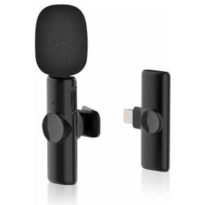 Bluetooth Mini Microphone Wireless Lavalier Noise Reduction Microphone for iPhone / iPad, with 8 Pin Receiver & Single Microphone