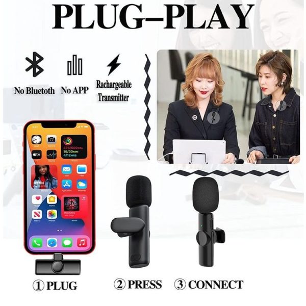 Bluetooth Mini Microphone Wireless Lavalier Noise Reduction Microphone for iPhone / iPad, with 8 Pin Receiver & Single Microphone - Image 4