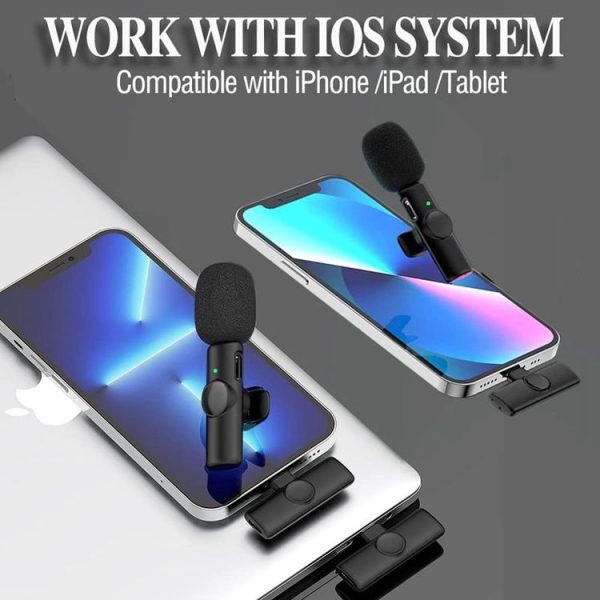 Bluetooth Mini Microphone Wireless Lavalier Noise Reduction Microphone for iPhone / iPad, with 8 Pin Receiver & Single Microphone - Image 5