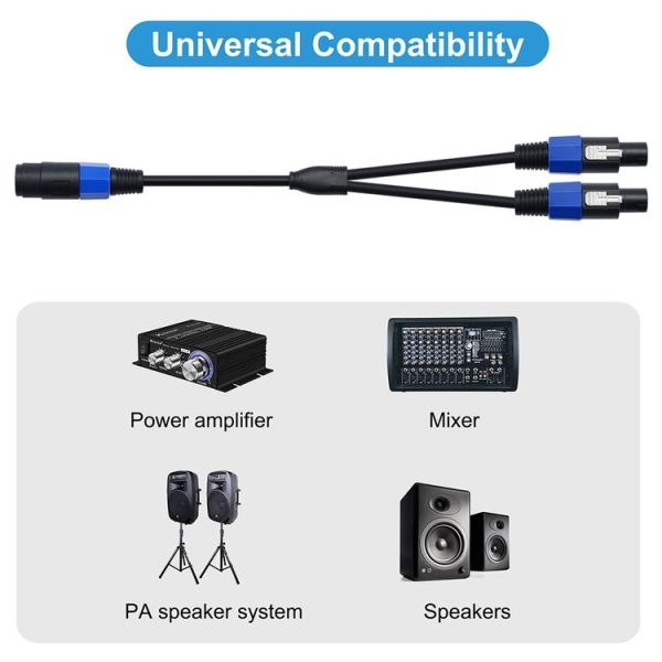 JUNSUNMAY Speakon Female to Speakon Male 2 in 1 Audio Speaker Adapter Cable, Length: 50cm - Image 5