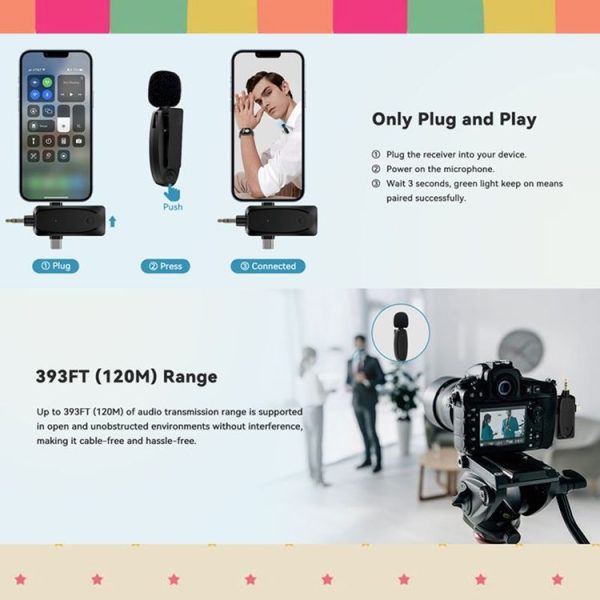 One by Two 3 in 1 Mini Wireless Lavalier Microphones for iPhone / Android / Camera with Noise Reduction Function - Image 10