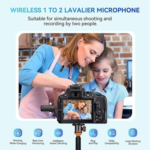 One by Two 3 in 1 Mini Wireless Lavalier Microphones for iPhone / Android / Camera with Noise Reduction Function - Image 2
