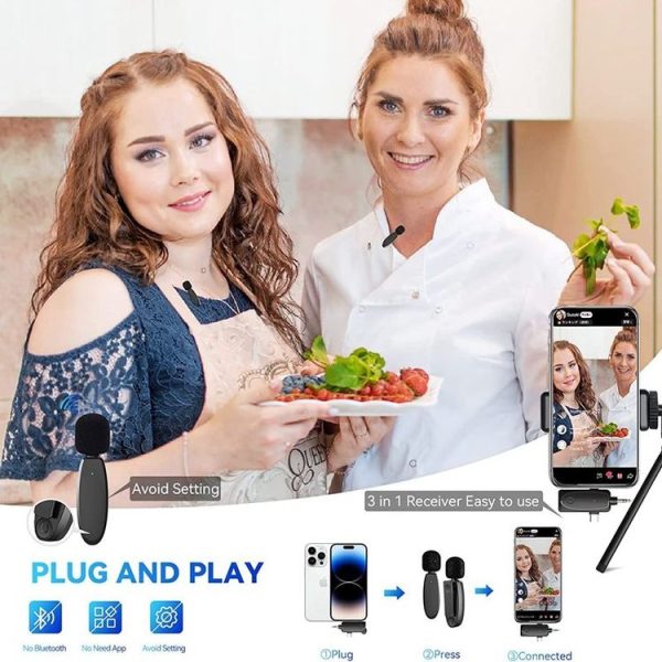 One by Two 3 in 1 Mini Wireless Lavalier Microphones for iPhone / Android / Camera with Noise Reduction Function - Image 3