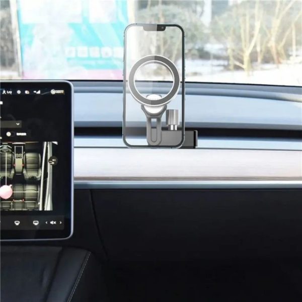 CZ-156 For Tesla Phone Holder Anti-Slip Shockproof Phone Bracket Magnetic Car Mount - Image 4