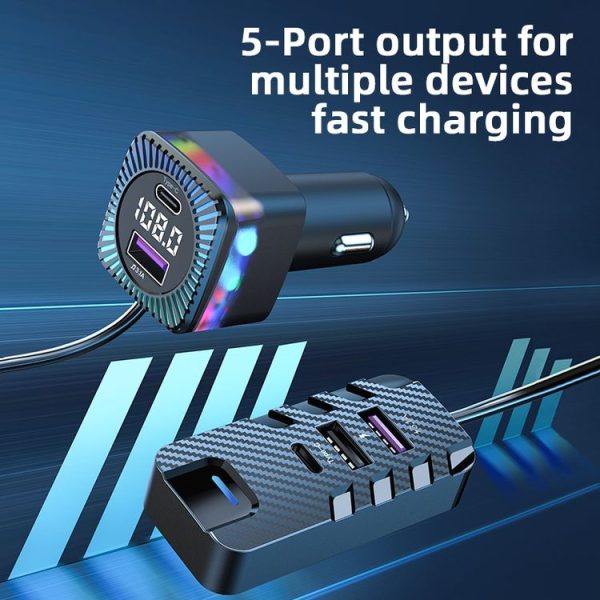 CS11 Multi-Port Rear Seat Extended Car Fast Charger Support Bluetooth MP3 Play - Image 3