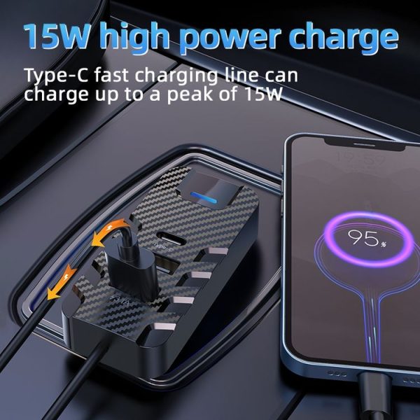 CS11 Multi-Port Rear Seat Extended Car Fast Charger Support Bluetooth MP3 Play - Image 5