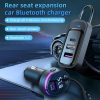CS8 Black Bluetooth MP3 Play FM Transmitter Car Charger Rear Seat Extended Car Charger - Image 2