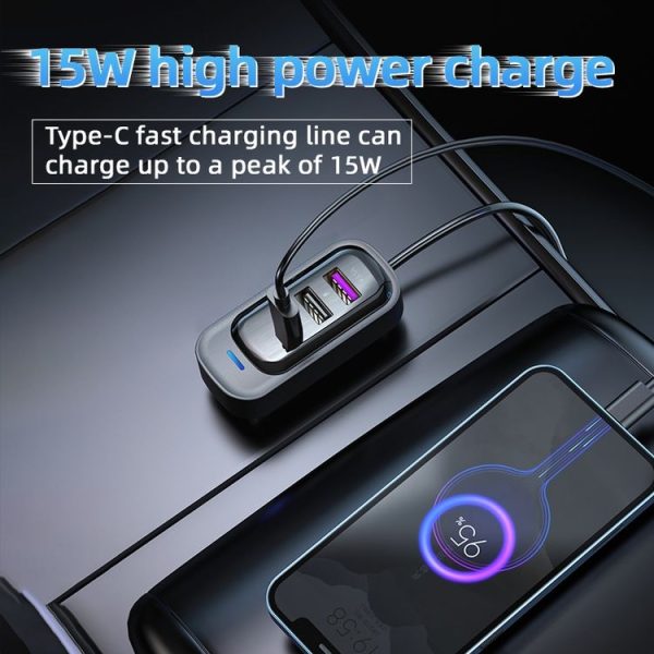 CS8 Black Bluetooth MP3 Play FM Transmitter Car Charger Rear Seat Extended Car Charger - Image 3