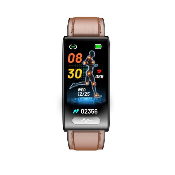 TK70 1.47 inch Color Screen Smart Leather Strap Watch, Support Heart Rate / Blood Pressure / Blood Oxygen / Blood Sugar Monitoring (Brown) - Image 2