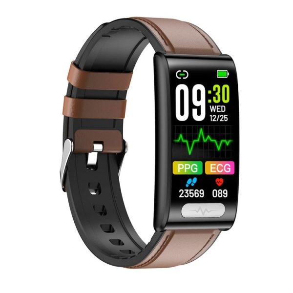 TK70 1.47 inch Color Screen Smart Leather Strap Watch, Support Heart Rate / Blood Pressure / Blood Oxygen / Blood Sugar Monitoring (Brown) - Image 3