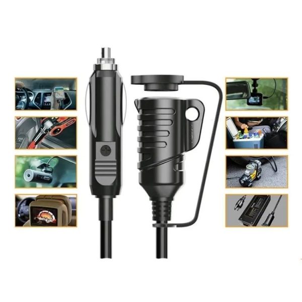 TR-29 Car Cigarette Lighter Extension Cord Male Plug to Female Socket with 16AWG Extender Cable - Image 2