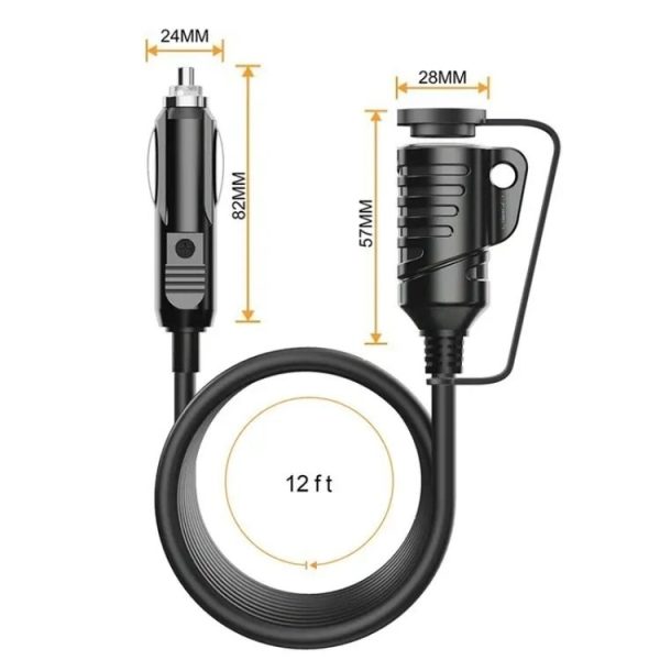 TR-29 Car Cigarette Lighter Extension Cord Male Plug to Female Socket with 16AWG Extender Cable - Image 4