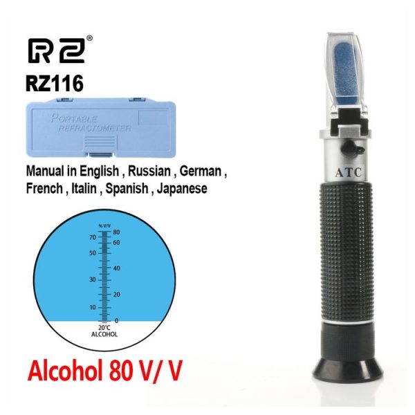 RZ116 Refractometer Alcohol Portable Automatic Digital Refractometer 0-80 Glycol Handheld Atc Brix Refractometer Beer Box - Image 5