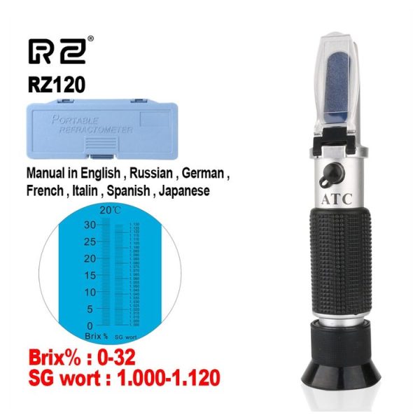 RZ120 Refractometer Beer Brix Wort Sugar Alcohol Specific Gravity Salinity Measurement Handheld Tool Specific Gravity Meter - Image 4