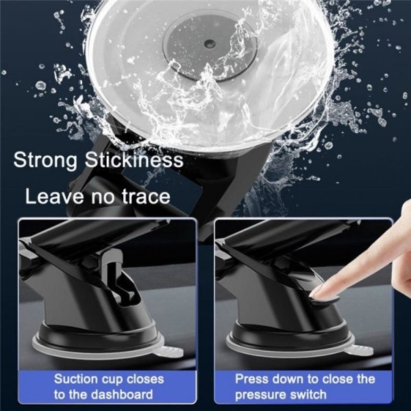 D40+105+K5 Carbon Fiber Texture Car Suction Cup Telescopic Arm Phone Holder Windshield Dashboard - Image 5