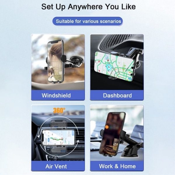D40+105+K5 Carbon Fiber Texture Car Suction Cup Telescopic Arm Phone Holder Windshield Dashboard - Image 6
