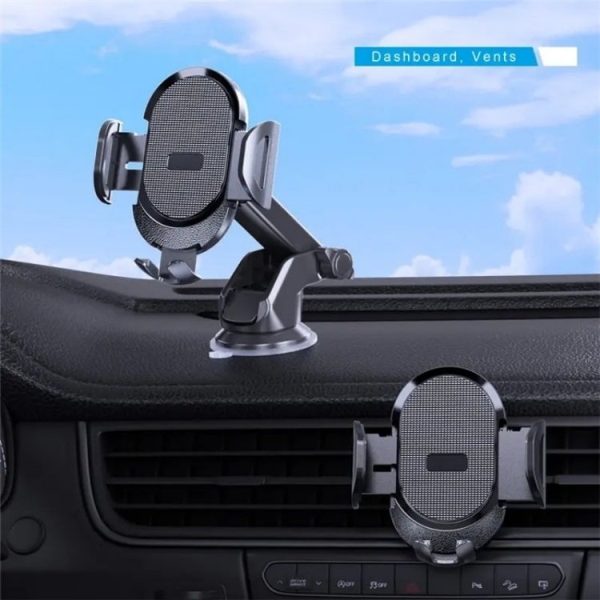 D33 With Air Vent Clip Suction Cup Base Gravity Sensing Car Phone Holder Bracket (Black) - Image 2