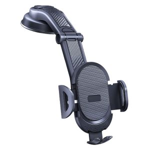 ES33 Car Mobile Phone Holder Bracket Carbon Fiber 360 Degree Rotation Suction Cup Mount (Black)