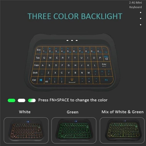 T18 Full Touch Screen 3 Colors Backlit Mute Mini Wireless Keyboard - Image 7
