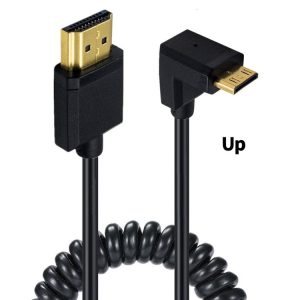 JUNSUNMAY 4K 60Hz Mini HDMI Male to HDMI 2.0V Male Spring Cable, Length: 1.2m (Up)