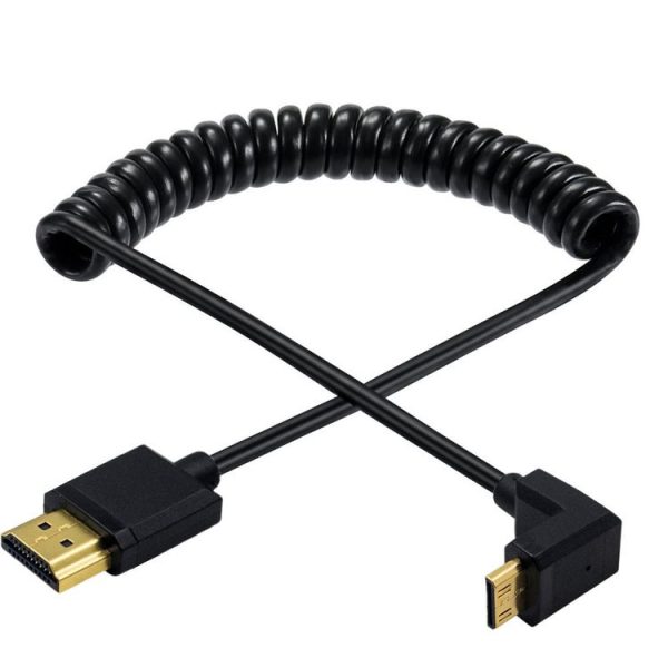 JUNSUNMAY 4K 60Hz Mini HDMI Male to HDMI 2.0V Male Spring Cable, Length: 1.2m (Up) - Image 2