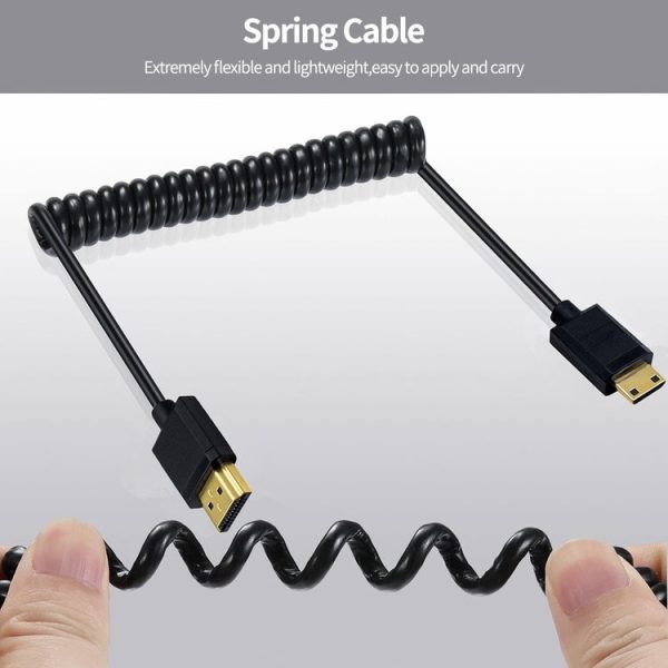 JUNSUNMAY 4K 60Hz Mini HDMI Male to HDMI 2.0V Male Spring Cable, Length: 1.2m (Up) - Image 4