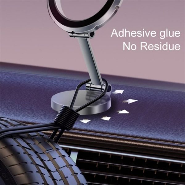 G118 1080-Degree Rotating Folding Magnetic Phone Holder Dashboard Suction Cup Car Mount (Grey) - Image 5