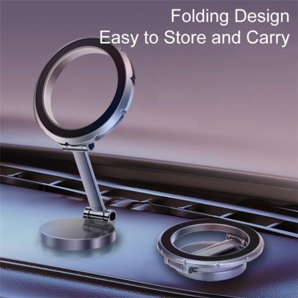 G118 1080-Degree Rotating Folding Magnetic Phone Holder Dashboard Suction Cup Car Mount (Grey) - Image 6